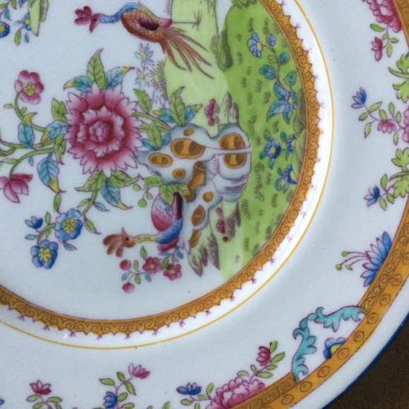 Vintage Coalport AD 1750 England Porcelain plate 10 5/8" diameter peacock floral - Picture 7 of 9